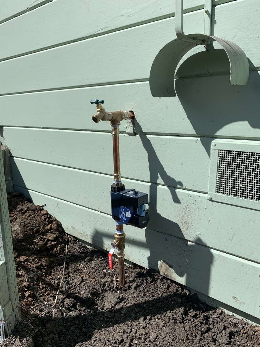 Smart water shut-off valve on a new copper main