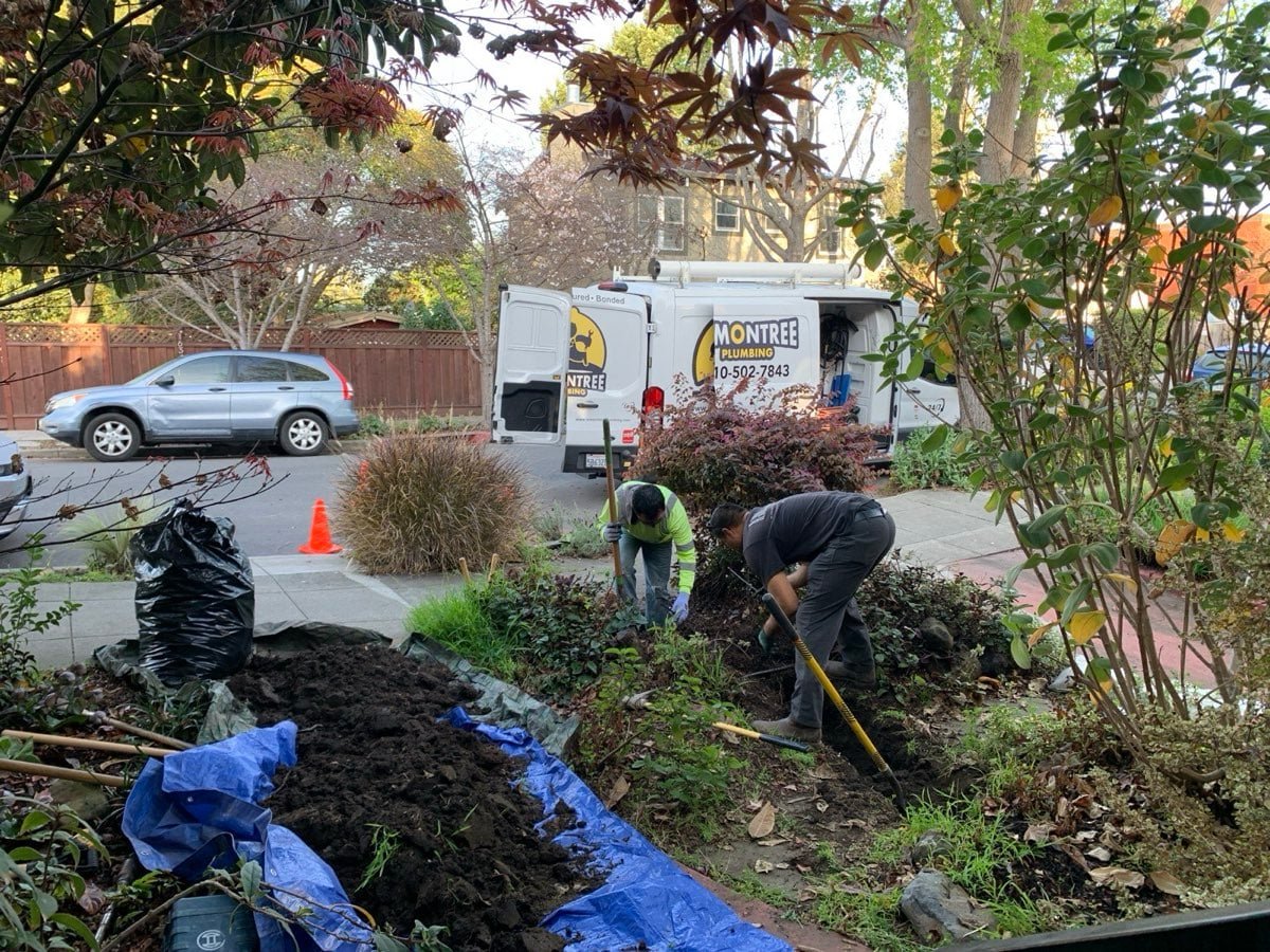 Sewer line trench excavation
